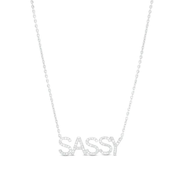 Love Talks 1/6 CT. T.w. Diamond "Sassy" Script Necklace in Sterling Silver