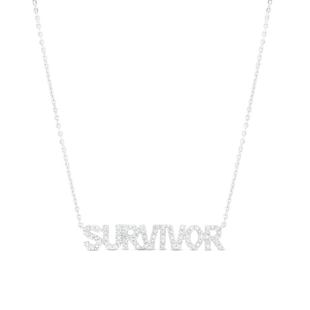 Love Talks 1/5 CT. T.w. Diamond "Survivor" Script Necklace in Sterling Silver