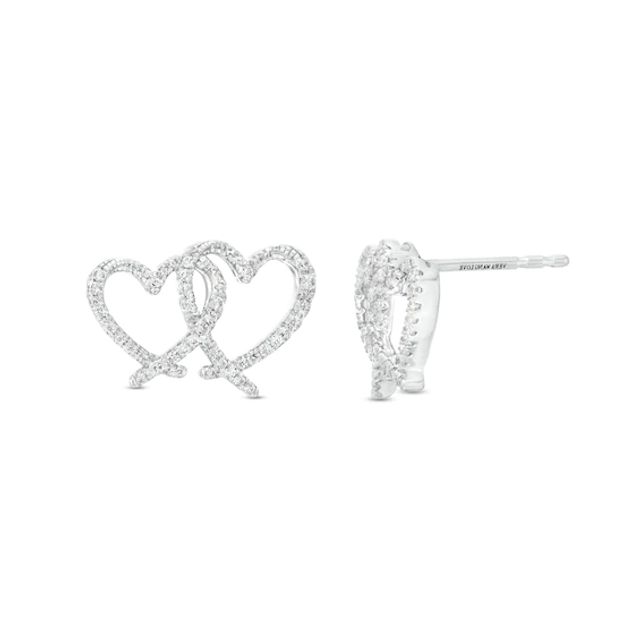 The Kindred Heart from Vera Wang Love Collection 1/4 CT. T.w. Diamond Interlocking Hearts Stud Earrings in Sterling Silver