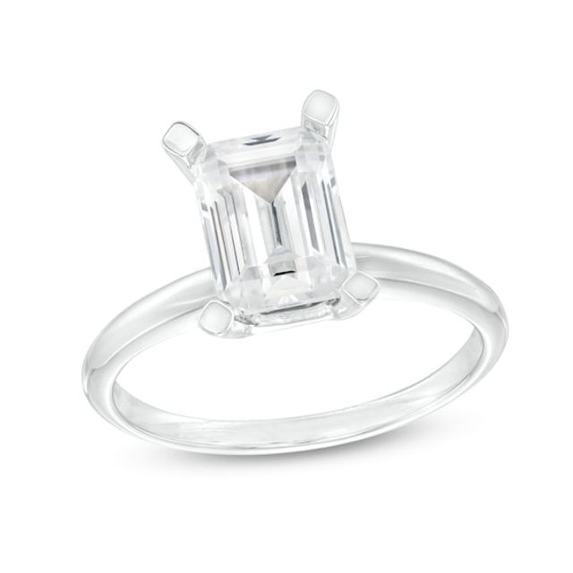 3 CT. Certified Emerald-Cut Lab-Created Diamond Solitaire Engagement Ring in 14K White Gold (I/Si2)