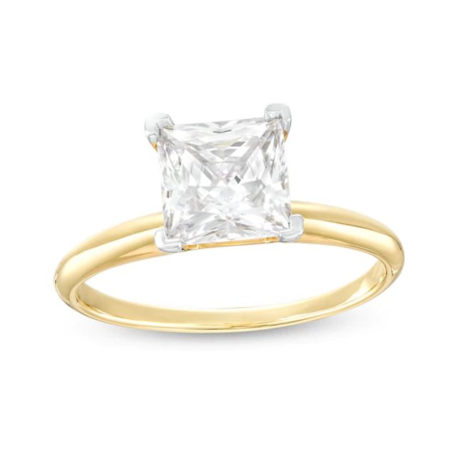 2-1/2 CT. Certified Princess-Cut Lab-Created Diamond Solitaire Engagement Ring in 14K Gold (I/Si2)