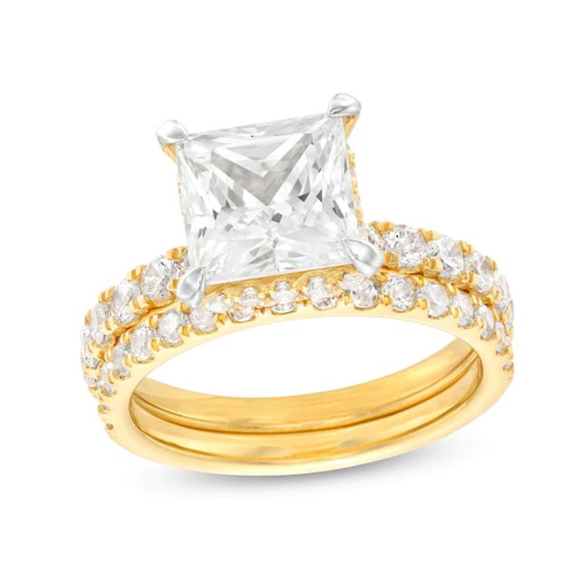 3 CT. T.w. Certified Princess-Cut Lab-Created Diamond Bridal Set in 14K Gold (I/Si2)