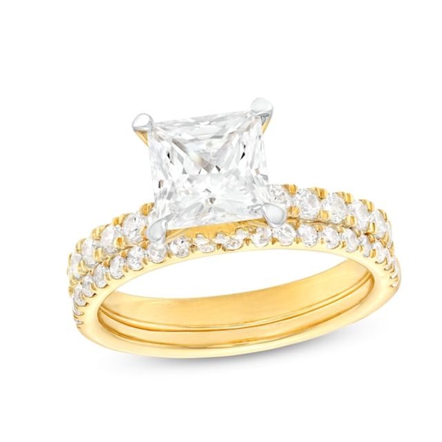 2-7/8 CT. T.w. Certified Princess-Cut Lab-Created Diamond Bridal Set in 14K Gold (I/Si2)