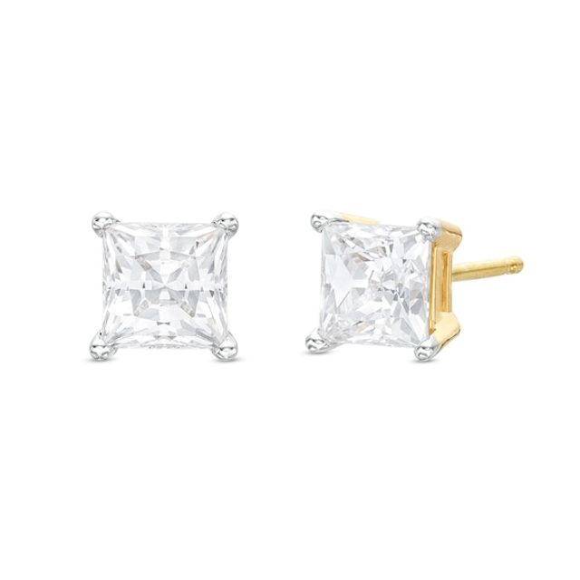 2 CT. T.w. Certified Princess-Cut Lab-Created Diamond Solitaire Stud Earrings in 14K Gold (F/Vs2)