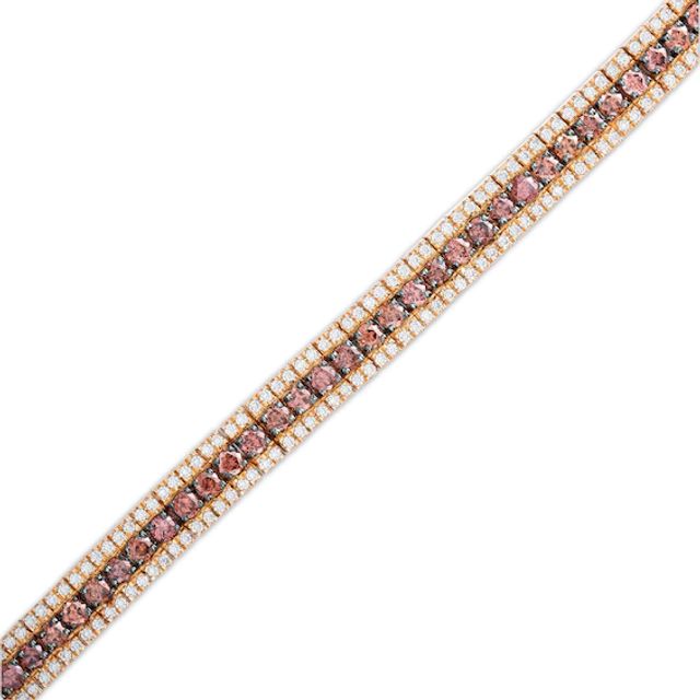 3-1/2 CT. T.w. Champagne and White Diamond Triple Row Bracelet in 10K Rose Gold