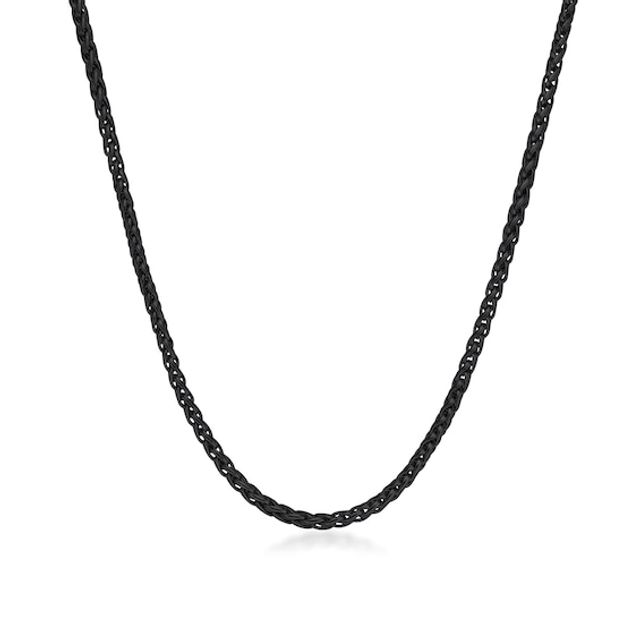 Men's 3.0mm Wheat Chain Necklace in Solid Stainless Steel with Black IP - 22"