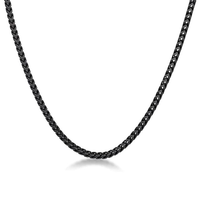 Men's 4.0mm Satin-Finish Foxtail Chain Necklace in Solid Stainless Steel with Black IP - 24"