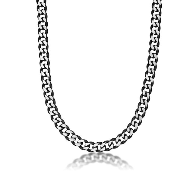 Men's 11.0mm Multi-Finish Curb Chain Necklace in Solid Stainless Steel and Black IP - 24"