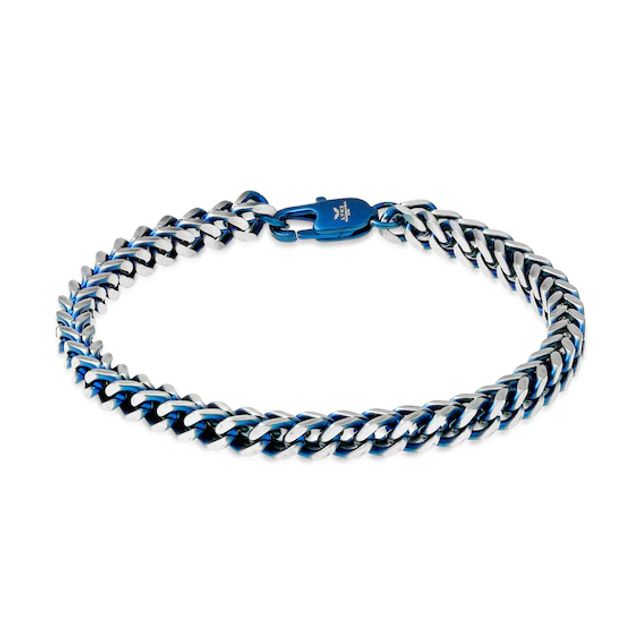 Men's 5.0mm Foxtail Chain Bracelet in Solid Stainless Steel and Blue IP - 8.5"