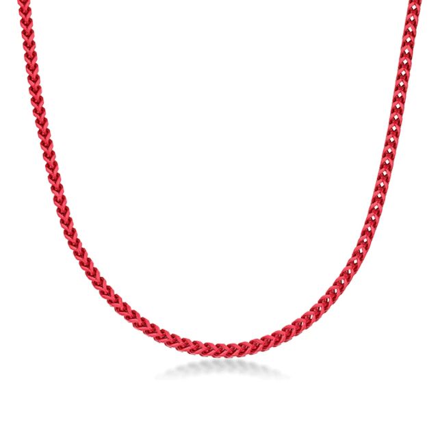 Men's 5.0mm Franco Chain Necklace in Solid Stainless Steel with Red Acrylic - 30"