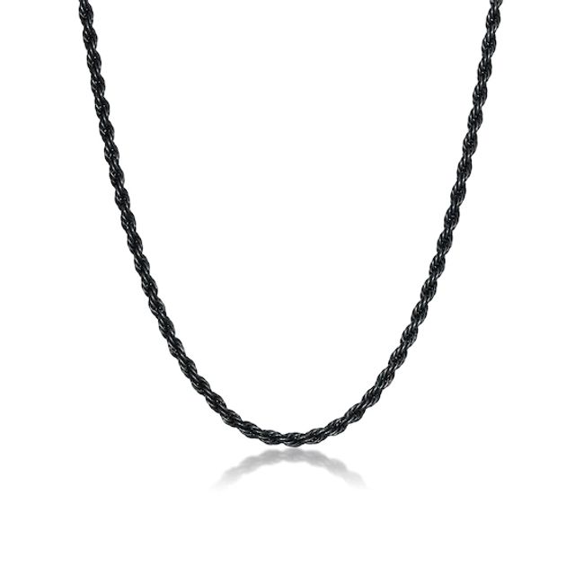 Men's 3.5mm Antique-Finish Rope Chain Necklace in Solid Stainless Steel with Black IP - 22"