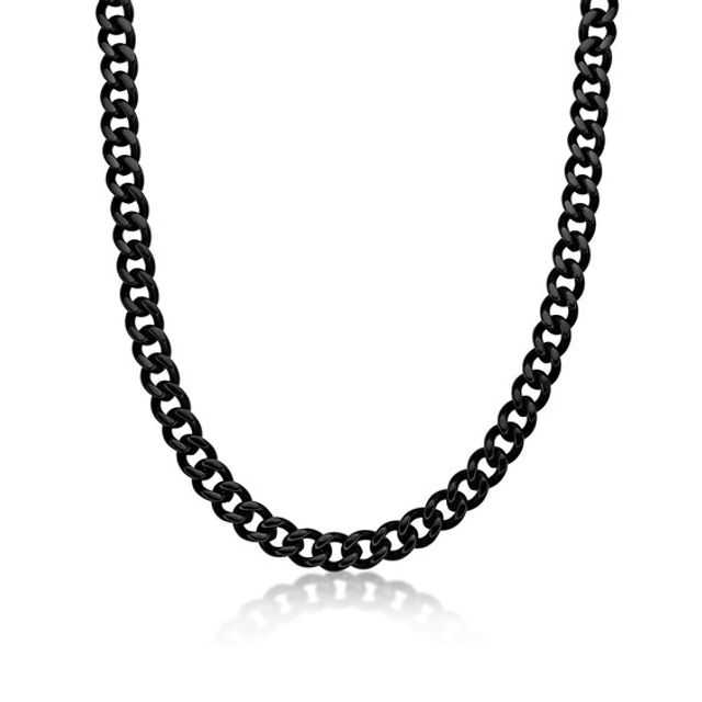 Men's 11.0mm Curb Chain Necklace in Solid Stainless Steel with Black IP - 20"