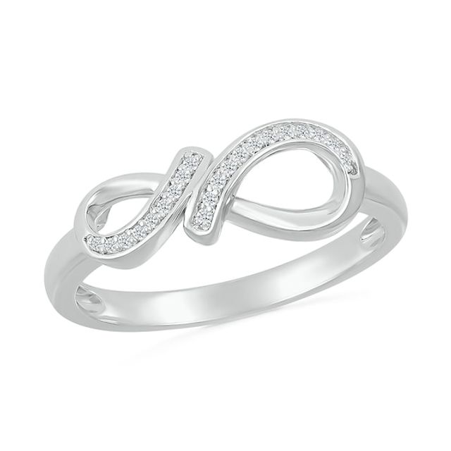 1/20 CT. T.w. Diamond Infinity Ribbon Promise Ring in Sterling Silver