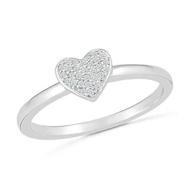 1/15 CT. T.w. Heart-Shaped Multi-Diamond Promise Ring in Sterling Silver