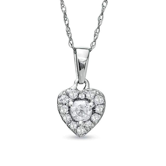Previously Owned - 1/4 CT. T.w. Diamond Heart Frame Pendant in 10K White Gold