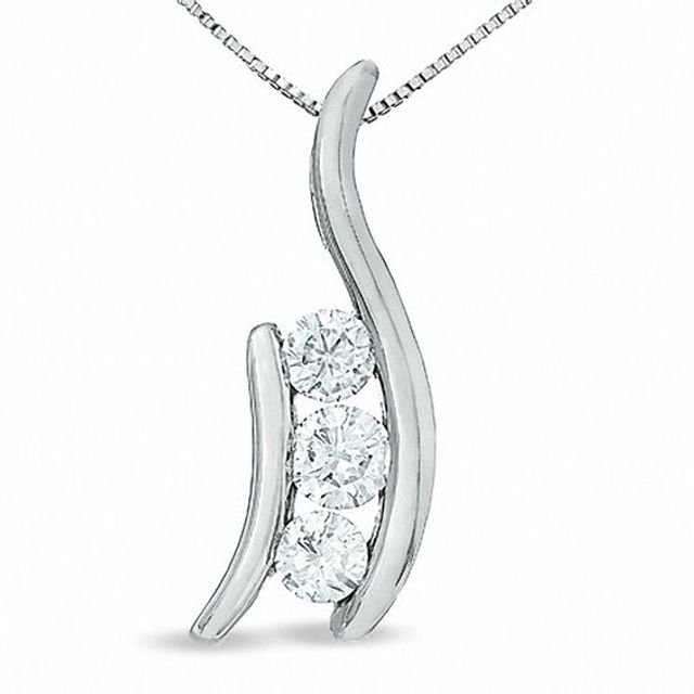 Previously Owned - Sirenaâ¢ 1/3 CT. T.w. Diamond Three Stone Pendant in 14K White Gold