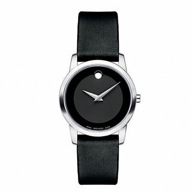 Previously Owned - Ladies' Movado Museum Classic Strap Watch with Black Dial (Model: 0606503)