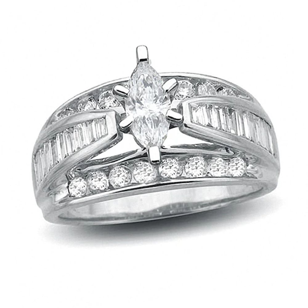 Previously Owned - 1-1/2 CT. T.w. Marquise Diamond Engagement Ring in 14K White Gold