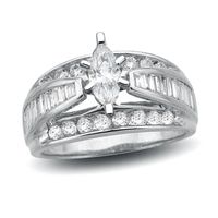 Previously Owned - 1-1/2 CT. T.w. Marquise Diamond Engagement Ring in 14K White Gold