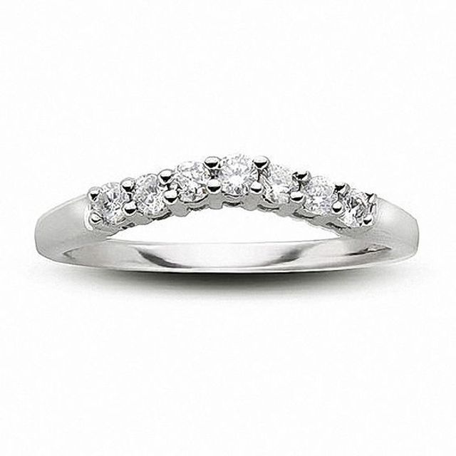 Previously Owned - 1/4 CT. T.w. Diamond Contour Wedding Band in 14K White Gold