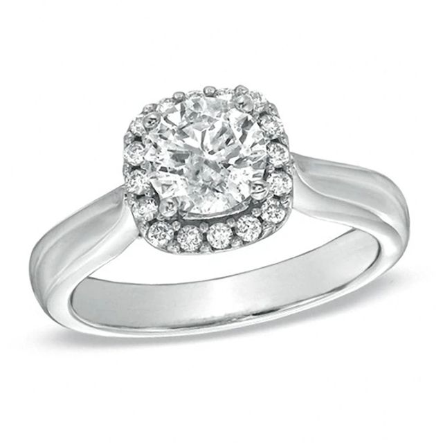 Previously Owned - 1-1/4 CT. T.w. Diamond Frame Engagement Ring in 14K White Gold