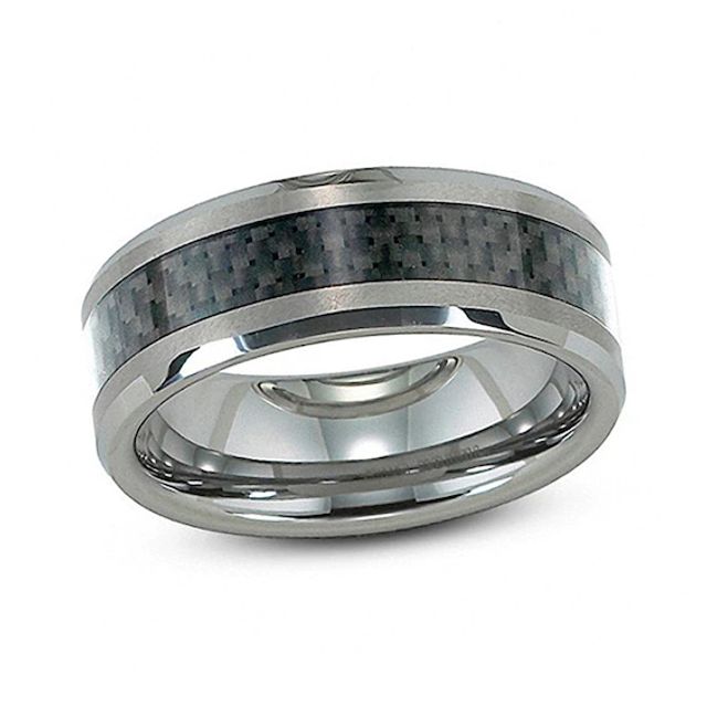 Previously Owned - Men's 8.0mm Wedding Band in Tungsten and Carbon fiber