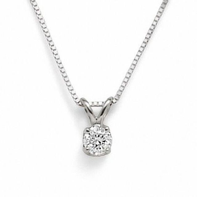 Previously Owned - 1/6 CT. Diamond Solitaire Pendant in 10K White Gold