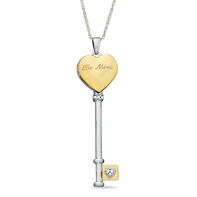 Previously Owned - Diamond Accent Heart Key Locket in Two-Tone Sterling Silver