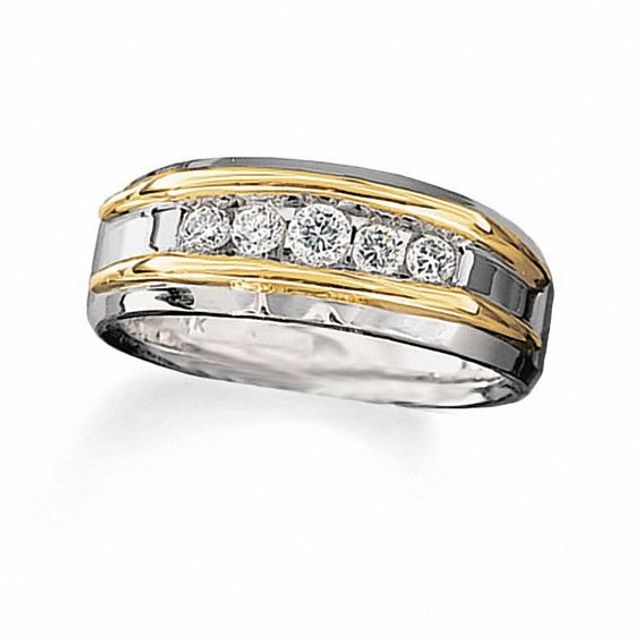 Previously Owned - Men's 1/2 CT. T.w. Diamond Five Stone Band in 10K Two-Tone Gold