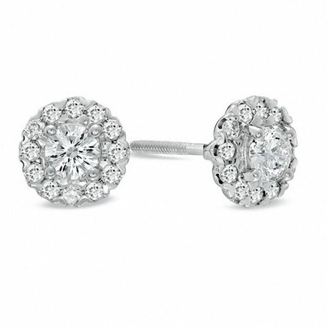 Previously Owned - Celebration 102Â® 5/8 CT. T.w. Diamond Frame Earrings in 18K White Gold (I/Si2)