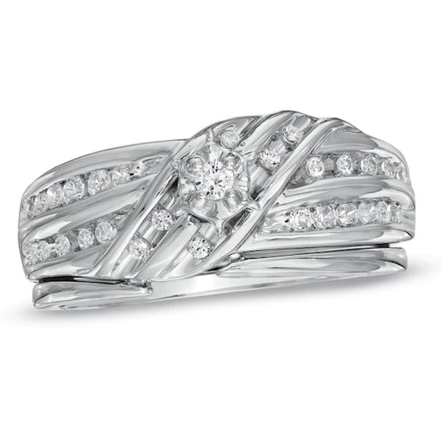 Previously Owned - 1/5 CT. T.w. Diamond Bridal Set in 10K White Gold