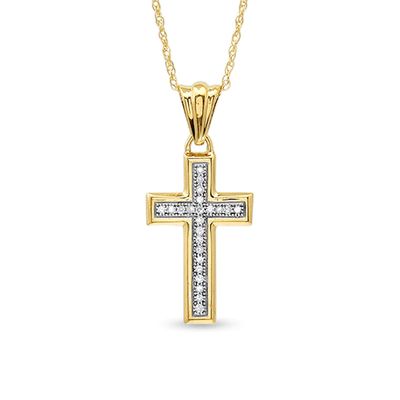 Previously Owned - Diamond Accent Cross Pendant in 10K Gold - 16"