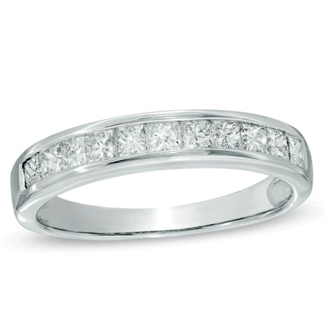 Previously Owned - 3/4 CT. T.w. Princess-Cut Diamond Wedding Band in 14K White Gold