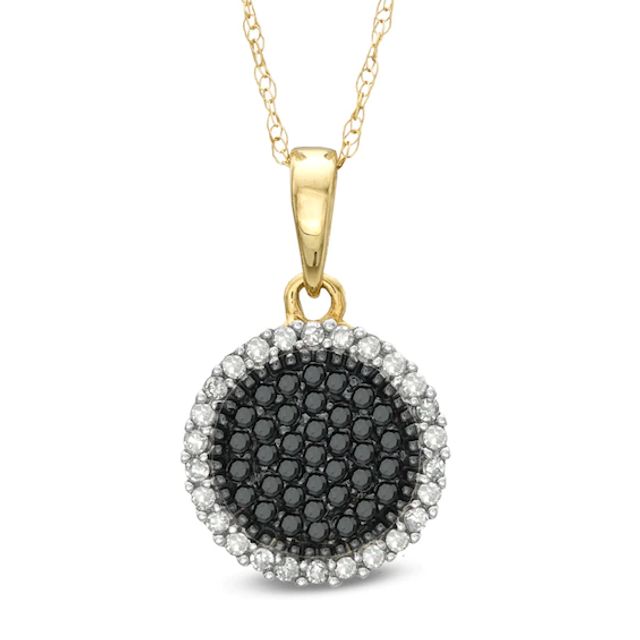 Previously Owned - 1/5 CT. T.w. Enhanced Black and White Diamond Cluster Frame Pendant in 10K Gold