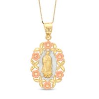 Previously Owned - Our Lady of Guadalupe Flower Pendant in 10K Two-Tone Gold