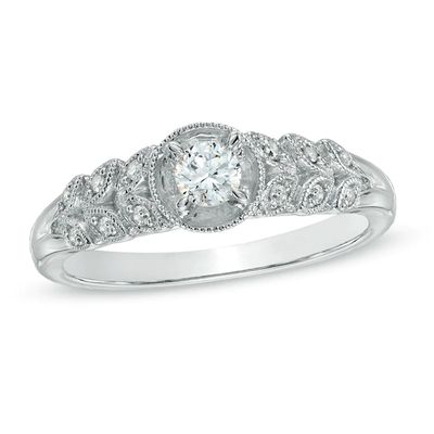 Previously Owned - Cherished Promise Collectionâ¢ 1/5 CT. T.w. Diamond Vintage-Style Promise Ring in 10K White Gold