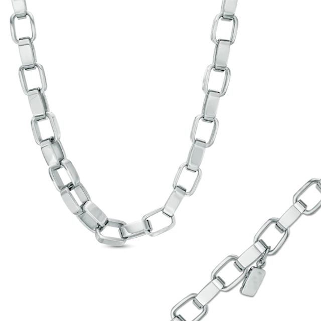 Previously Owned - Men's Link Necklace and Bracelet Set in Stainless Steel