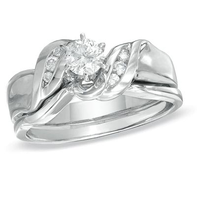 Previously Owned - 1/3 CT. T.w. Diamond Bridal Set in 10K White Gold