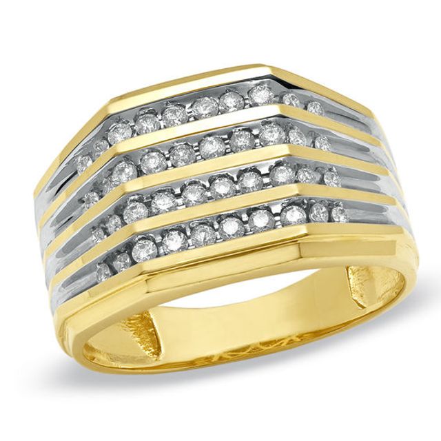 Previously Owned - Men's 1/2 CT. T.w. Diamond Four-Row Wedding Band in 14K Gold