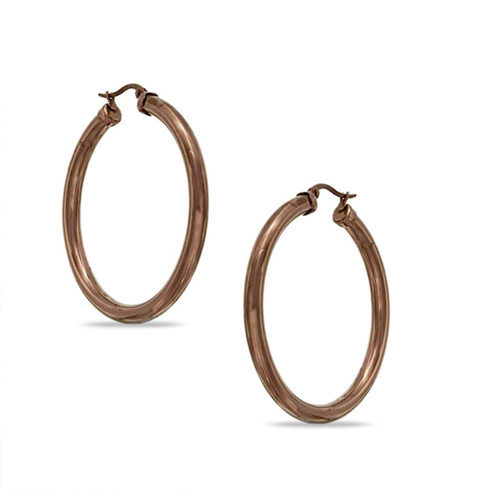 Previously Owned - 40mm Tube Hoop Earrings in Brown IP Stainless Steel