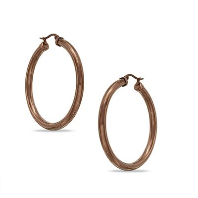 Previously Owned - 40mm Tube Hoop Earrings in Brown IP Stainless Steel
