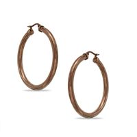 Previously Owned - 40mm Tube Hoop Earrings in Brown IP Stainless Steel