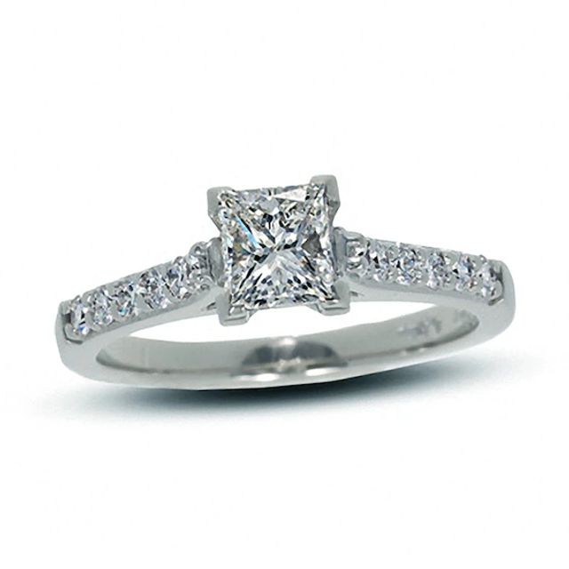 Previously Owned - 1 CT. T.w. Colourless Princess-Cut Diamond Solitaire Engagement Ring in 18K White Gold