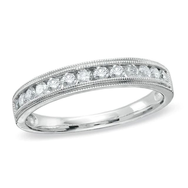 Previously Owned - 3/8 CT. T.w. Diamond Milgrain Anniversary Band in 14K White Gold