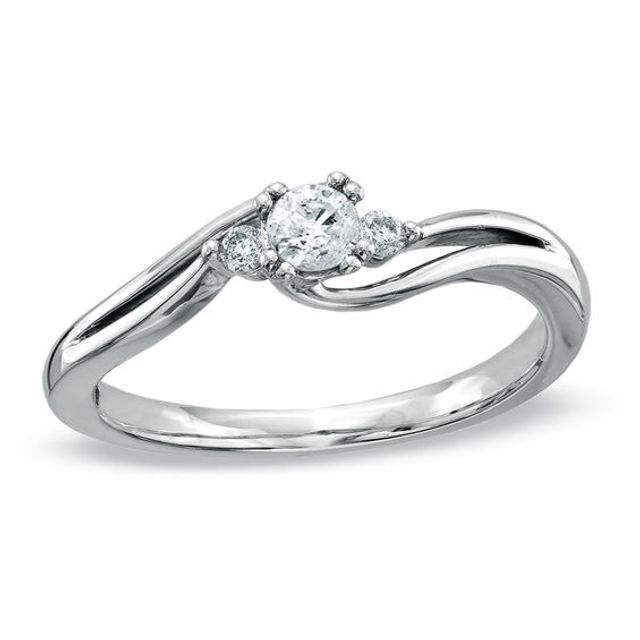 Previously Owned - Cherished Promise Collectionâ¢ 1/5 CT. T.w. Diamond Three Stone Promise Ring in 10K White Gold