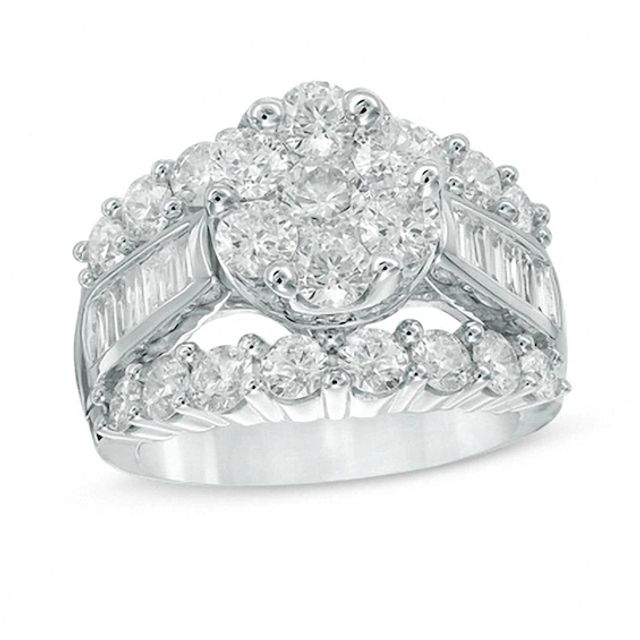 Previously Owned - 4 CT. T.w. Composite Diamond Cluster Engagement Ring in 14K White Gold