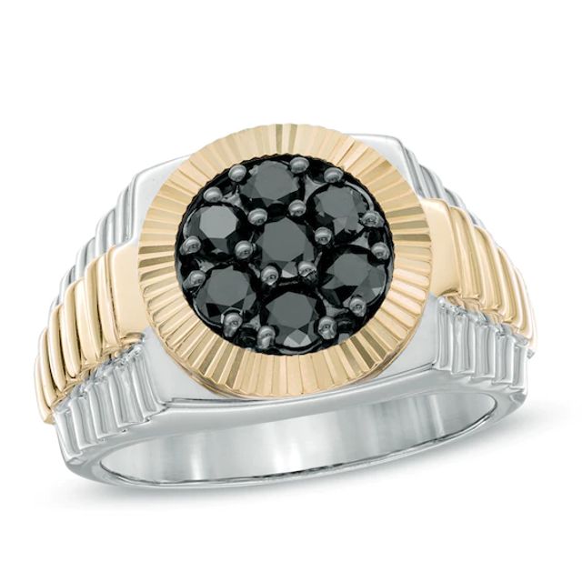 Previously Owned - 1-1/4 CT. T.w. Black Diamond Ring in Sterling Silver and 10K Gold