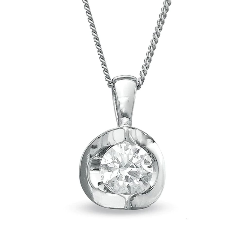 Previously Owned - 1/5 CT. Canadian Diamond Solitaire Pendant in 14K White Gold (I/I2)