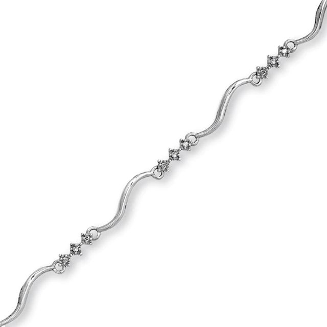 Previously Owned - Diamond Accent Triple Diamond Link Bracelet in 10K White Gold - 7.5"