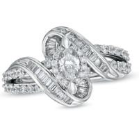 Previously Owned - 1 CT. T.w. Marquise Diamond Twist Engagement Ring in 14K White Gold